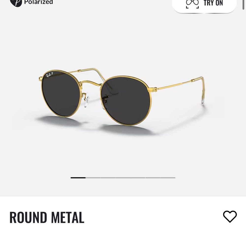 Ray-Ban Gold and Black Round Metal Sunglasses